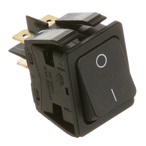 Henny Penny 43768 Fryer DPST Rocker Switch W/4 X 1/4" Tab Terminals On/Off Black