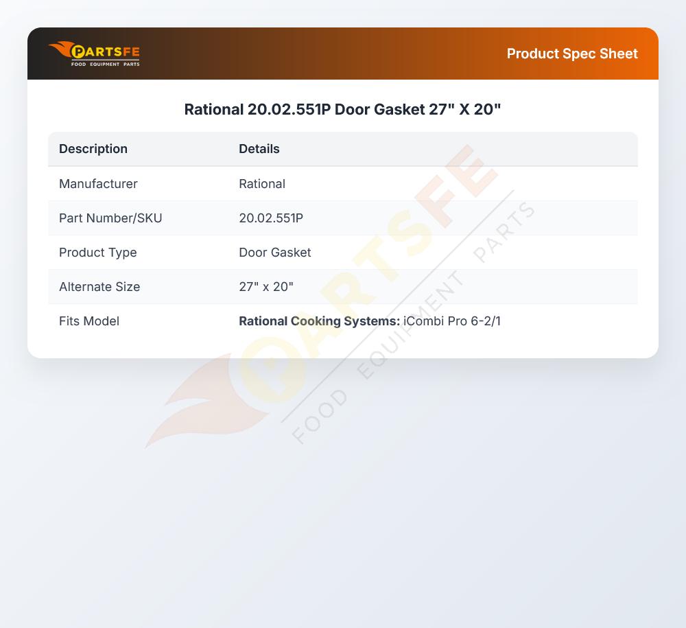 Rational 20.02.551P Door Gasket  27" X 20"