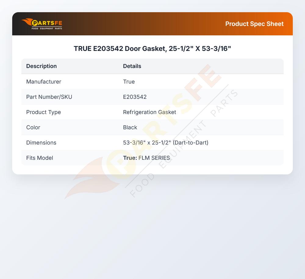 TRUE E203542 Door Gasket, 25-1/2" X 53-3/16"