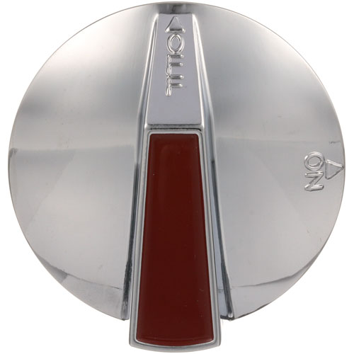 Jade Range JD300-231B00 Chrome OFF/ON Burner Valvue Knob, Chrome W/Red Stripe, 2-3/8" DIA, Mount .24", Flat Down, 7/16" Protrusion