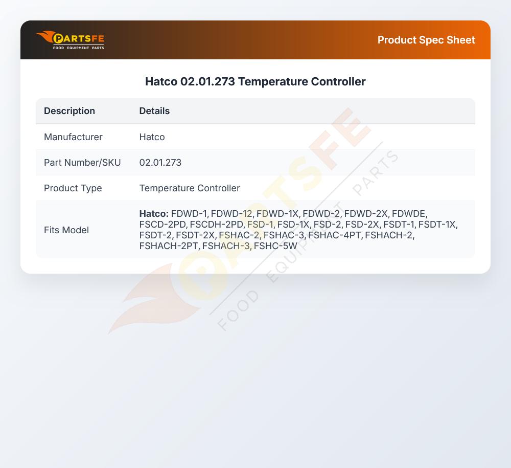 Hatco 02.01.273 Temperature Controller