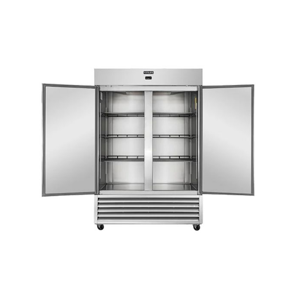 VITLIFE Commercial VRB54R 2-Solid Door Reach-In Refrigerator for Refrigerated Storage