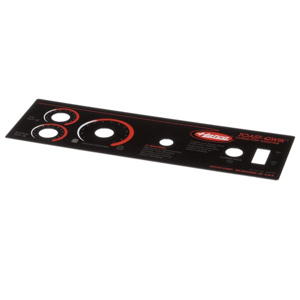 Hatco 07.01.255.00 Toaster Decal Control Plate Black TQ Standard