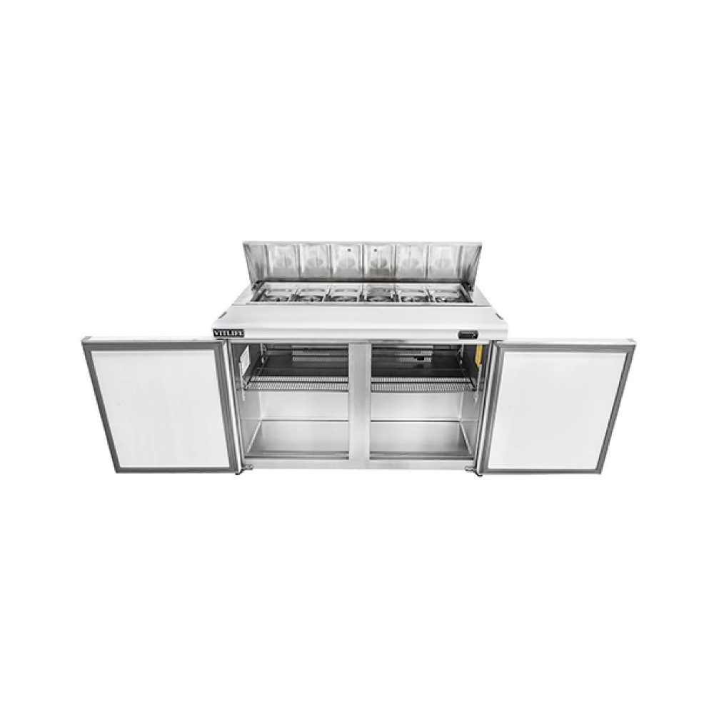 VITLIFE Commercial VSP60 60" Refrigerated Sandwich & Salad Prep Table for Ingredient Storage and Food Preparation