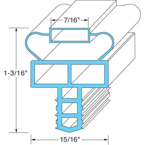Randell INGSK1015 Push-In Door Gasket W/ 7/16" Magnetic Strip, 22-1/2" x 24-9/16"