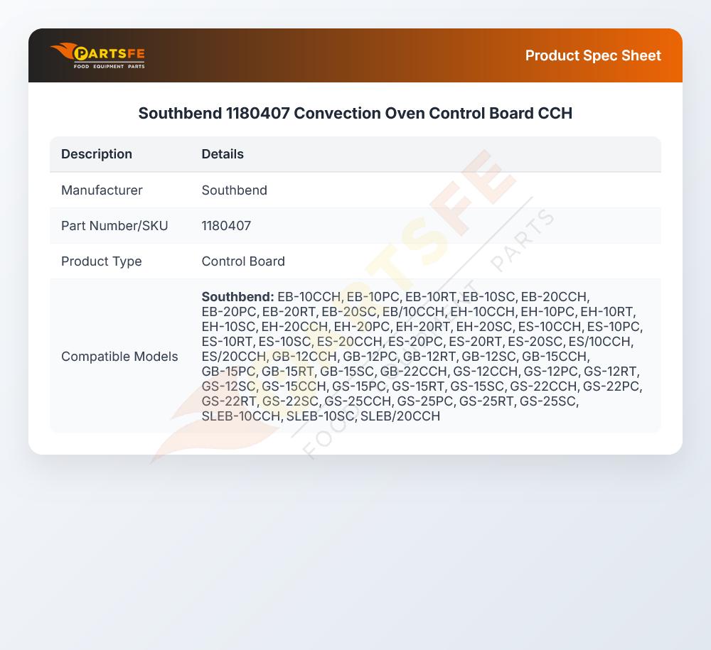 Southbend 1180407 Convection Oven Control Board CCH