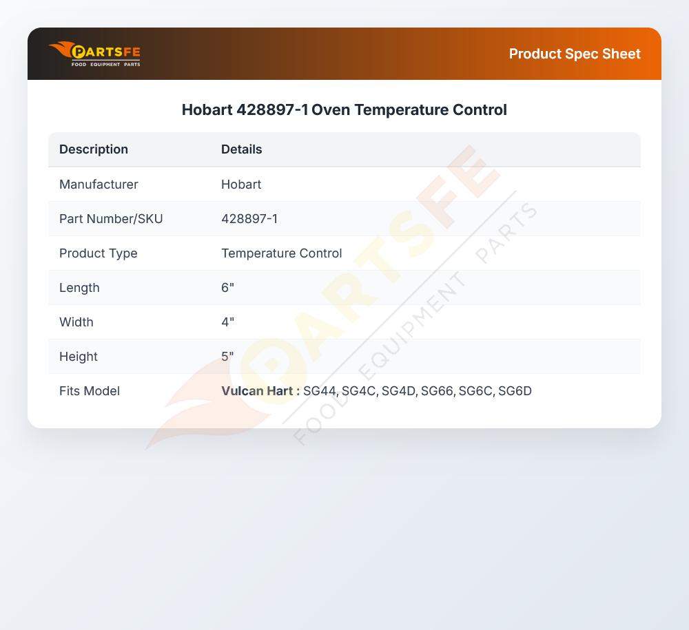 Hobart 428897-1 Temperature Control W/Potentiometer