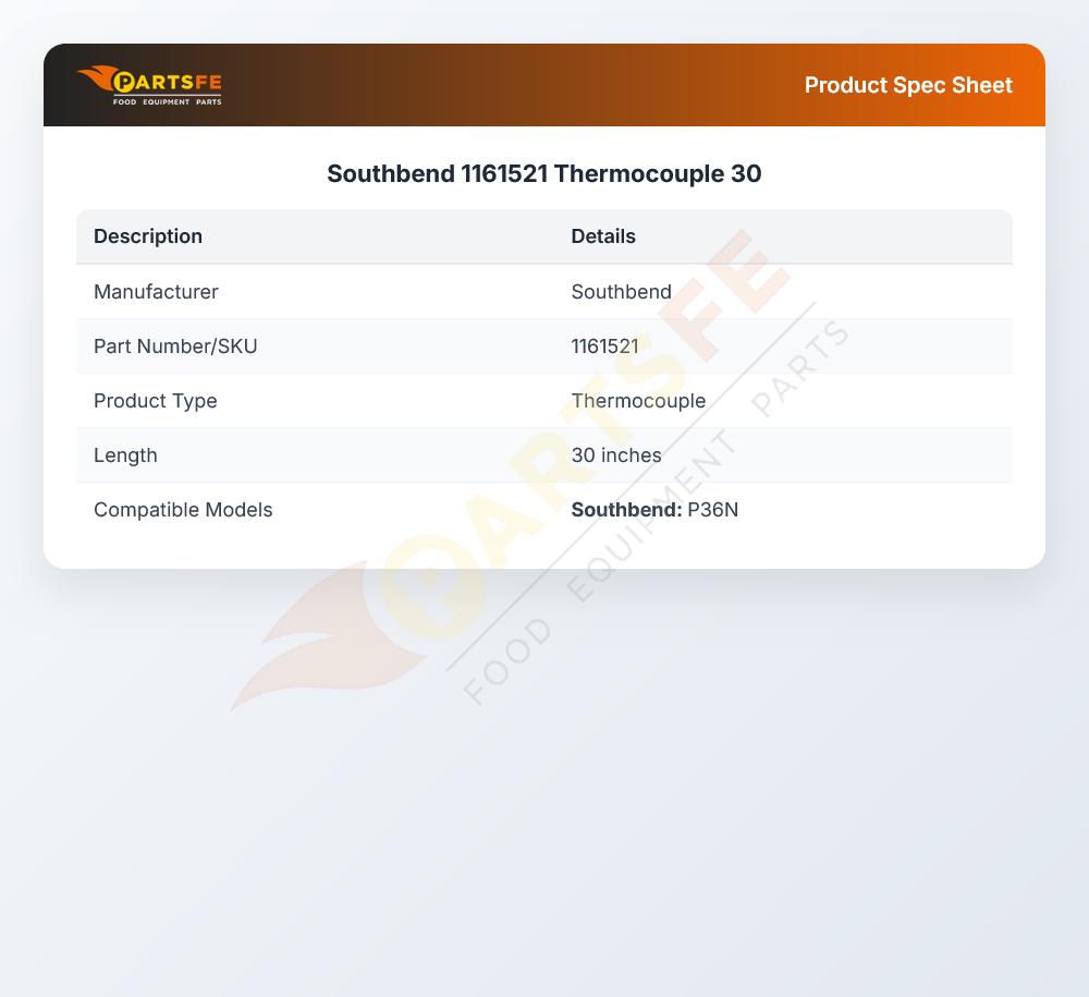 Southbend 1161521 Thermocouple 30