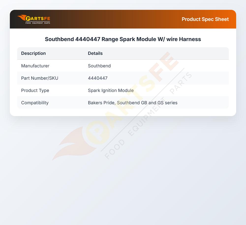 Southbend 4440447 Range Spark Module W/ wire Harness