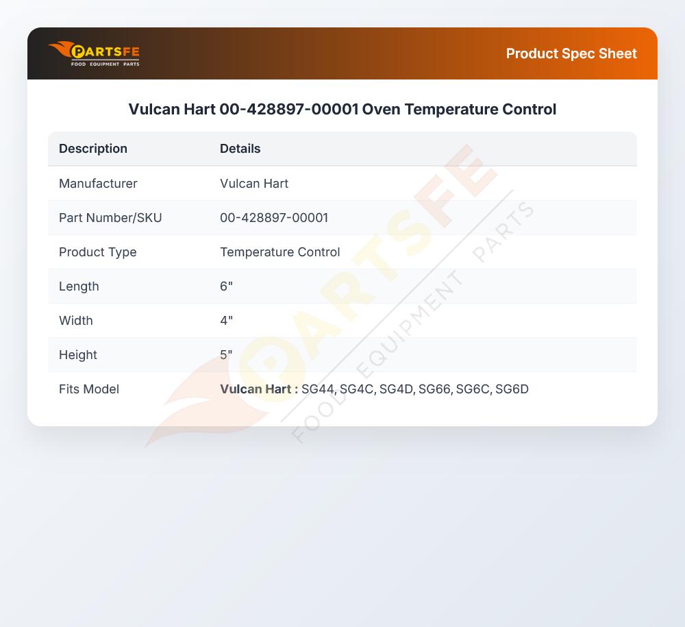 Vulcan Hart 00-428897-00001 Oven Temperature Control