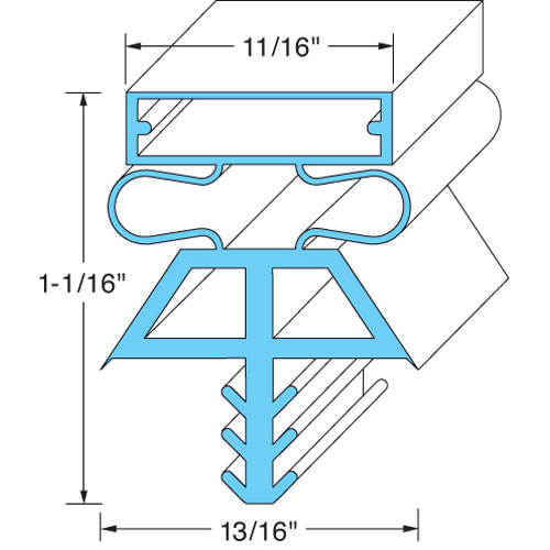 Vollrath/Idea-Medalie 22525-1075 4 Sided Gray Door Gasket W/ 3 Dart Snap-In Mount