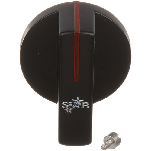 Star Mfg Z1274 Thermostat Indicator Knob W/Red Line & Stop Black Screw/Stud 2-1/4" DIA MOUNT 0.187"