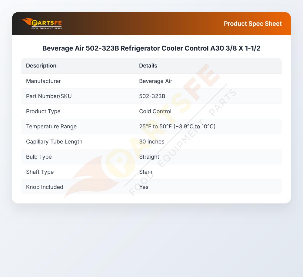 Beverage Air 502-323B Temperature Control Thermostat