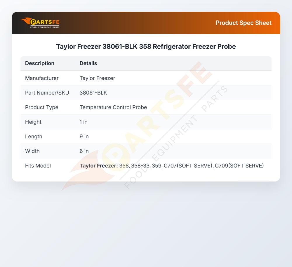 Taylor Freezer 38061-BLK 358 Refrigerator Freezer Probe